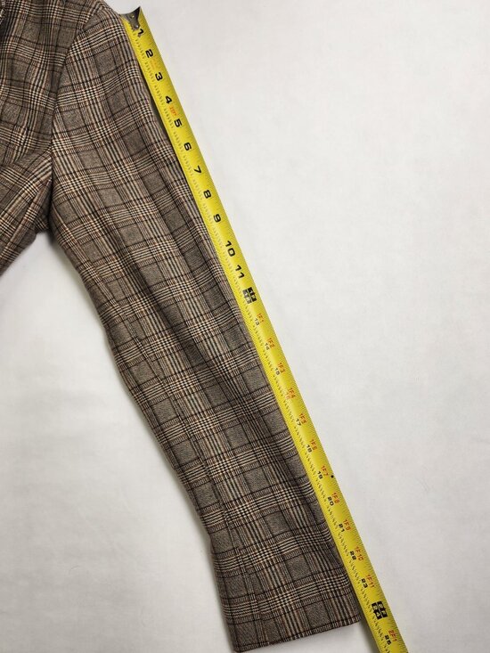 Tommy Hilfiger Women's Blazer Jacket Size 4 Brown Plaid Elbow Patches FLAW - Picture 14 of 16